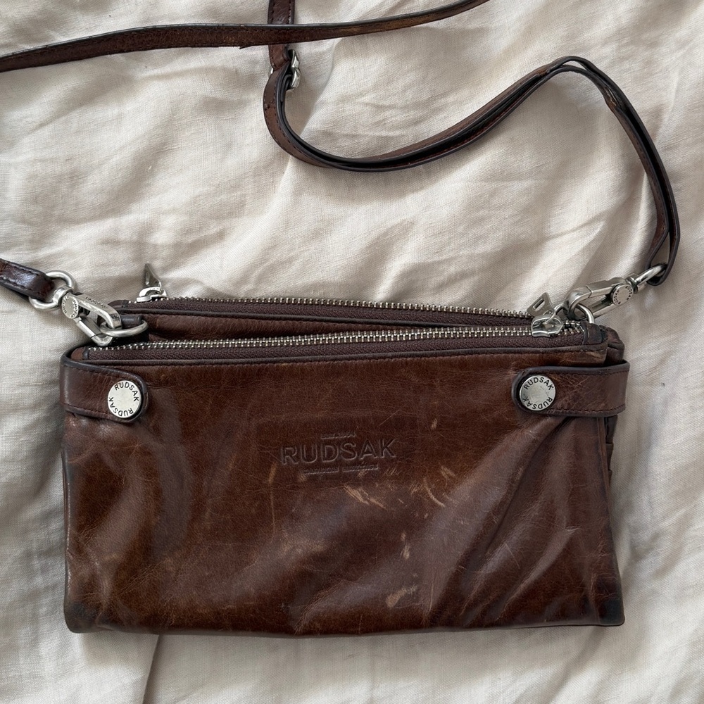 Rudsak crossbody Hermine Brown leather clutch //REAL LEATHER BAG